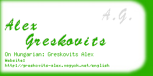 alex greskovits business card